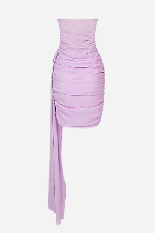 Strapless Ruched Cascading Detail Dress