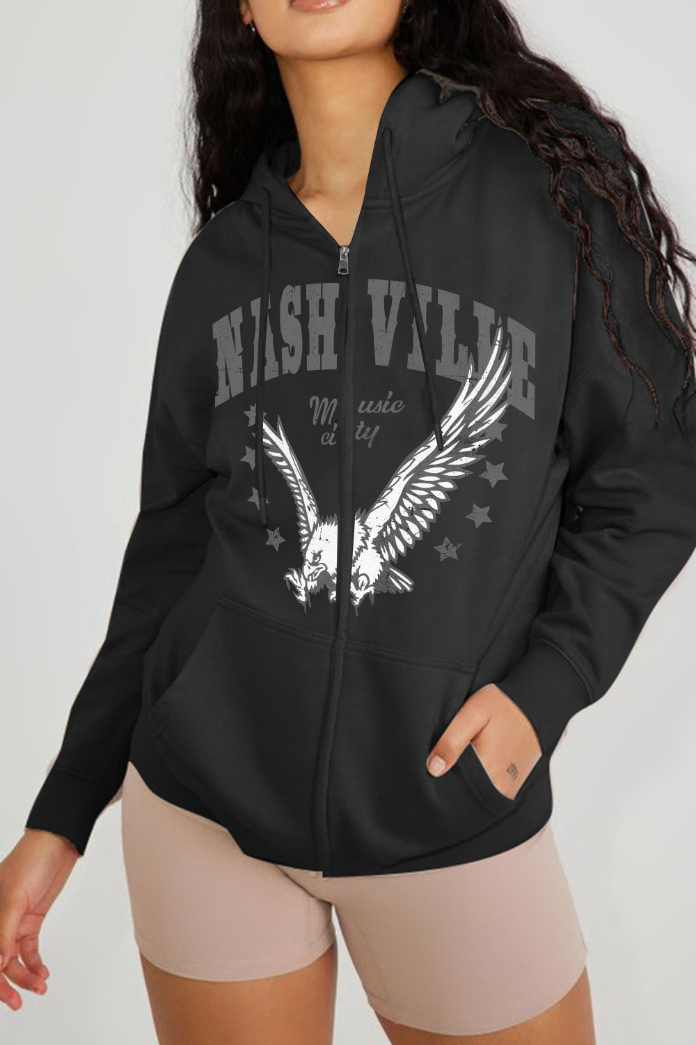 Simply Love Full Size NASHVILLE MUSIC CITY Graphic Hoodie