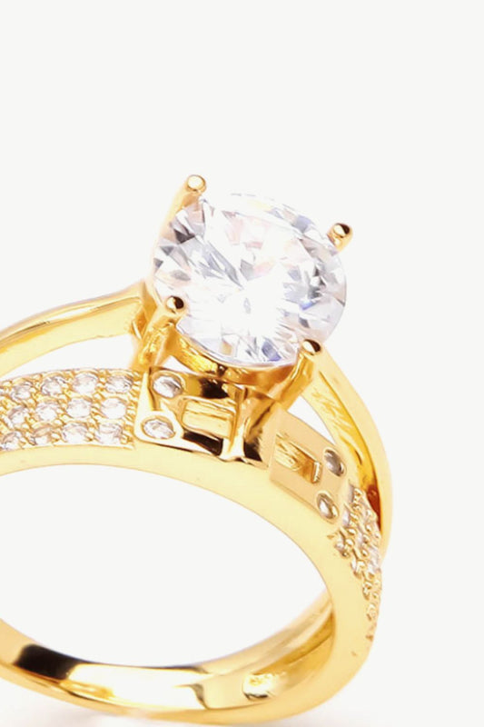 Elegant Cubic Zirconia Gold-Plated Ring