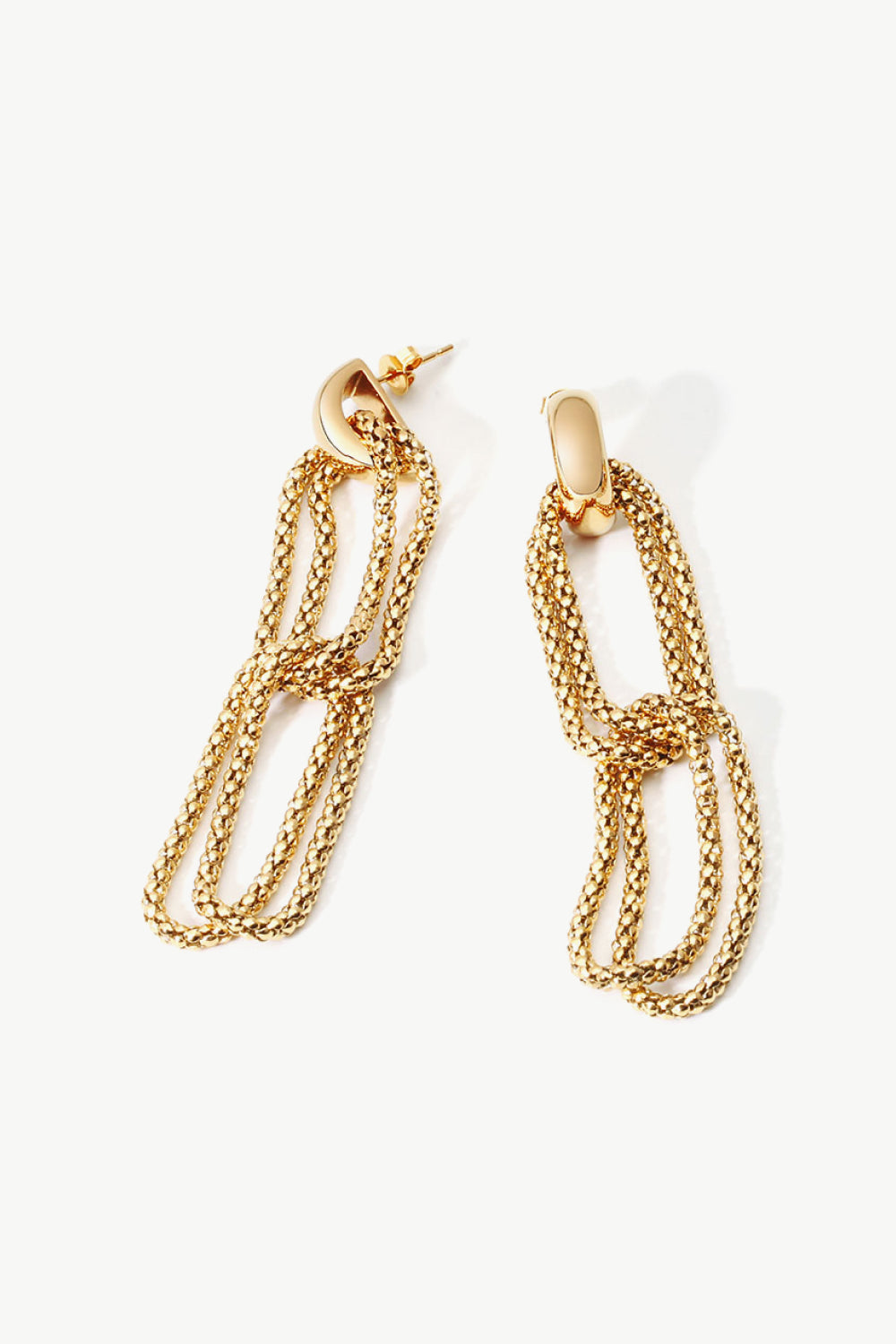 Gold-Plated D-Shaped Drop Earrings