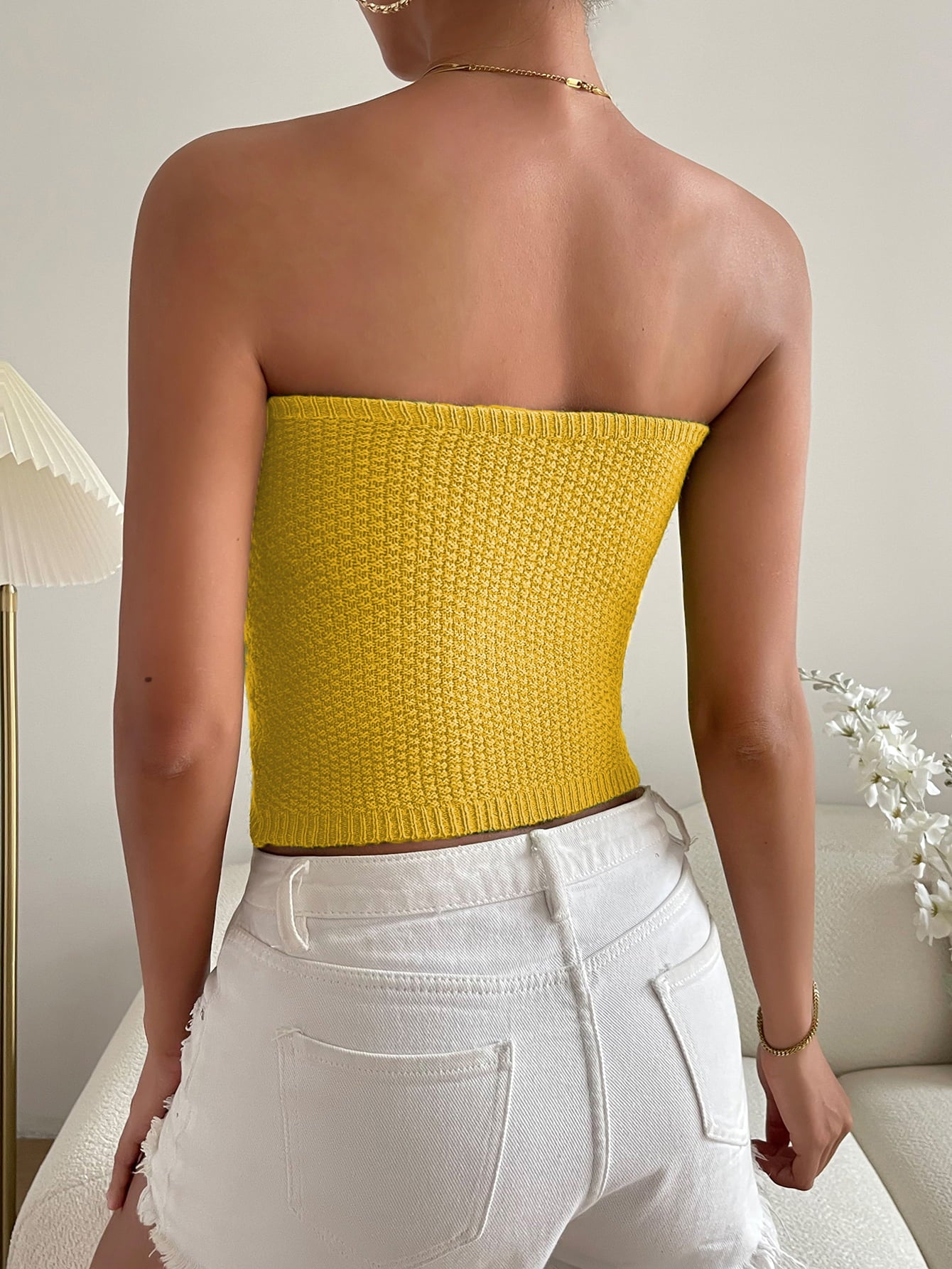 Sweetheart Neck Knit Tube Top
